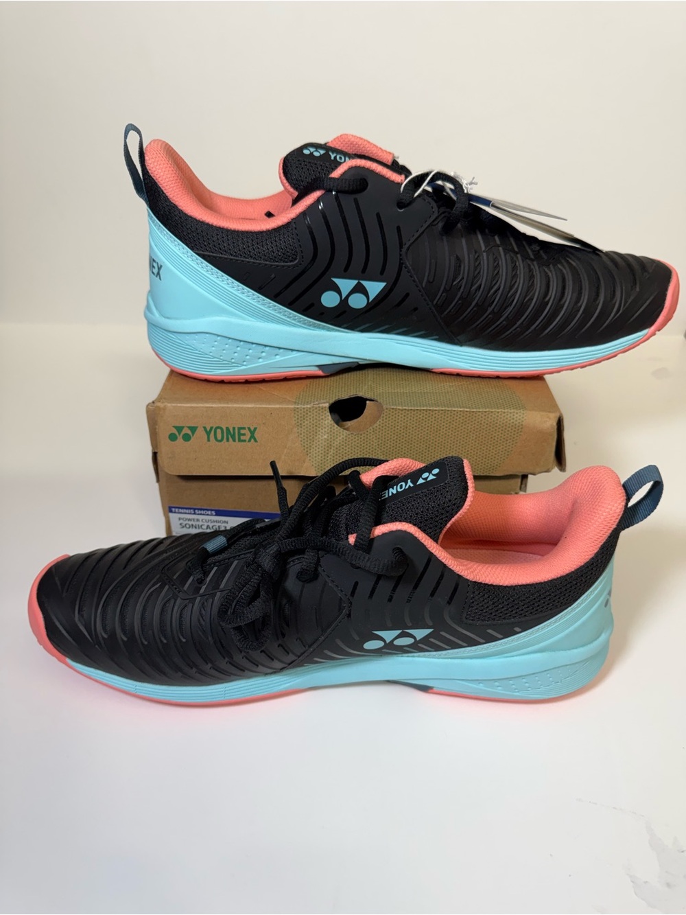 Onex Men’s Black, Coral & Aqua Athletic Tennis Shoes